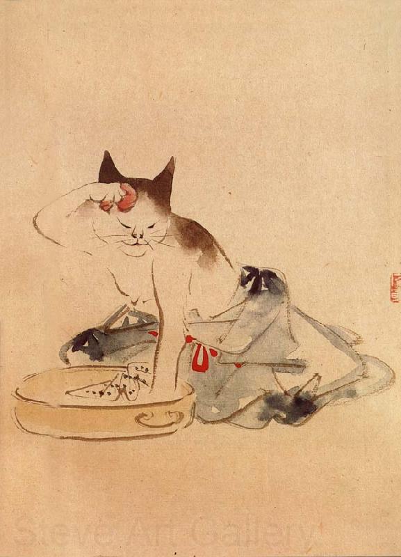 Hiroshige, Ando Cat Bathing Germany oil painting art